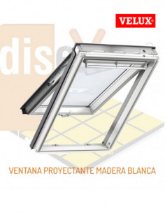 Ventana proyectante manual madera blanca